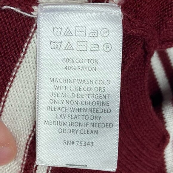 Wearing Heart On Your Sleeve Striped Raglan Sweater Red Size Medium Long Sleeves - Picture 7 of 9